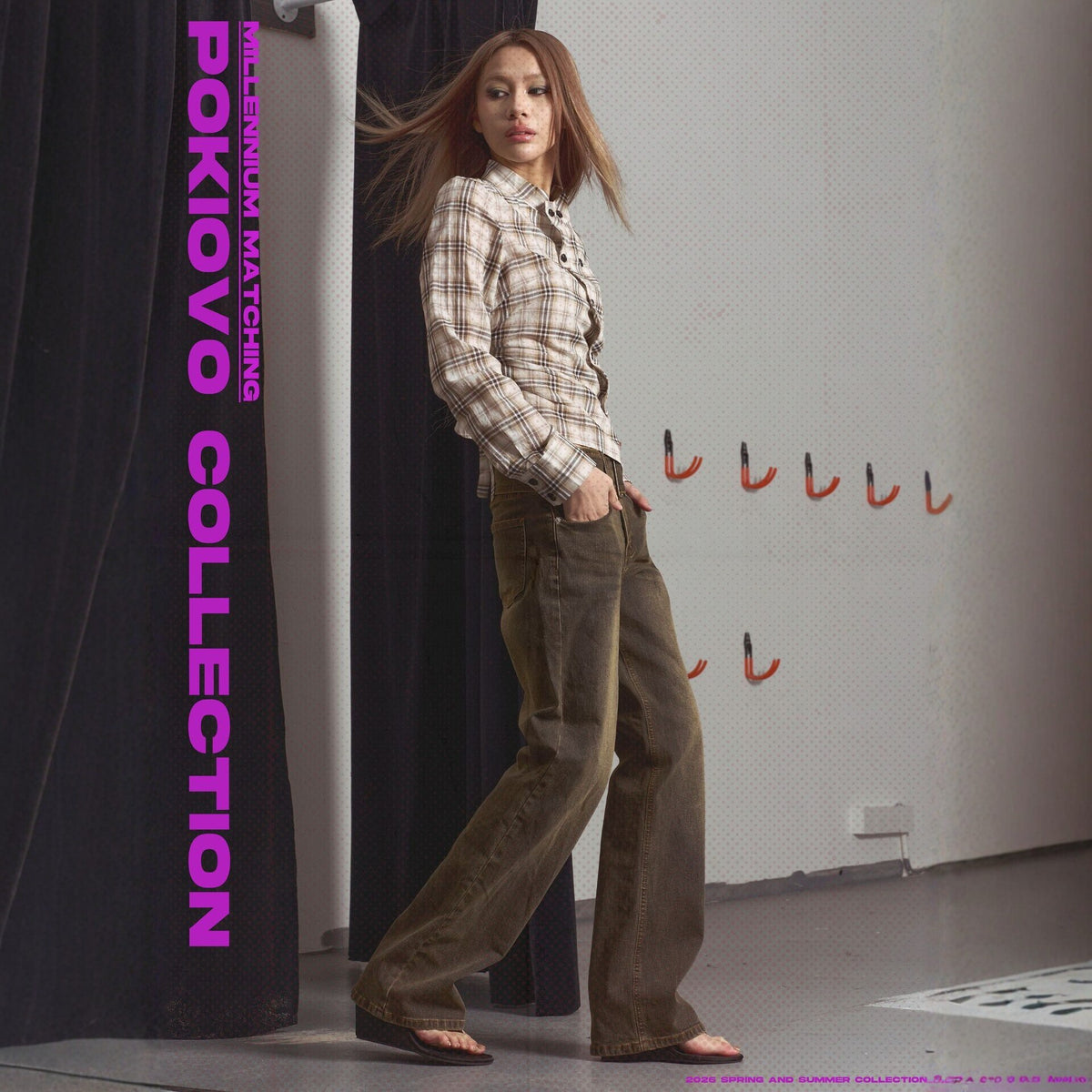 Pokiovo Tie Waist Checked Shirt