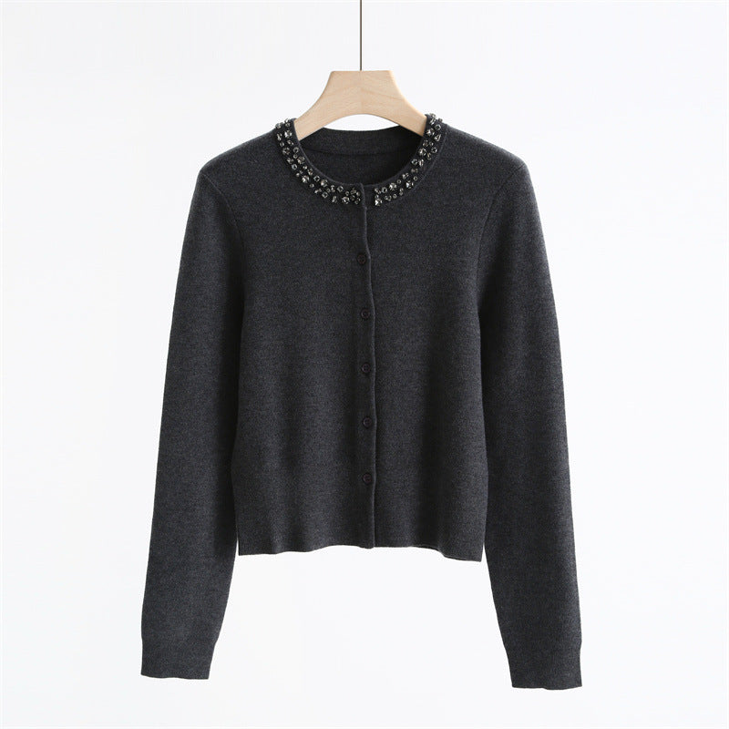 Embellished Wool Blend Cardigan