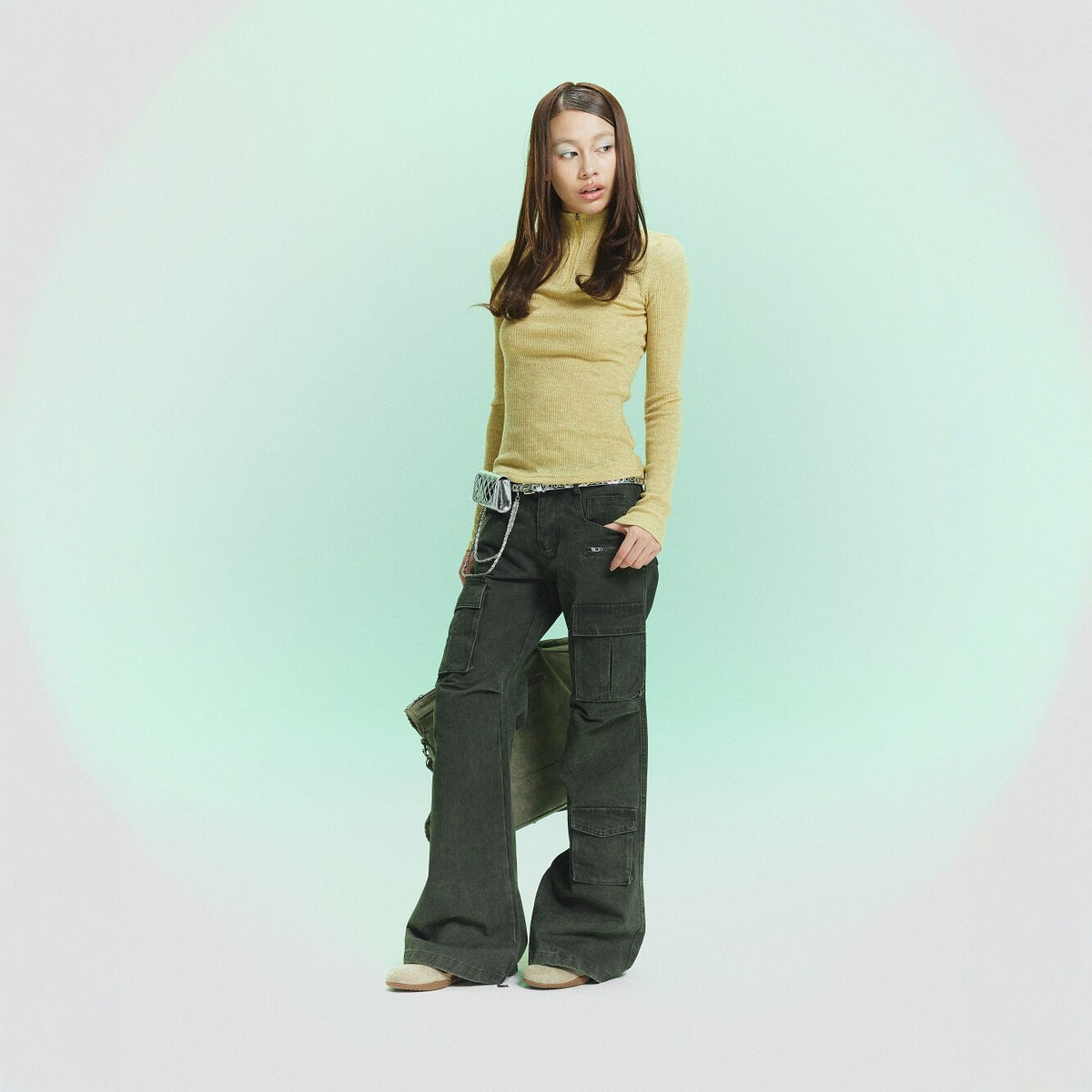 Pokiovo Multi Pocket Flared Cargo Pants
