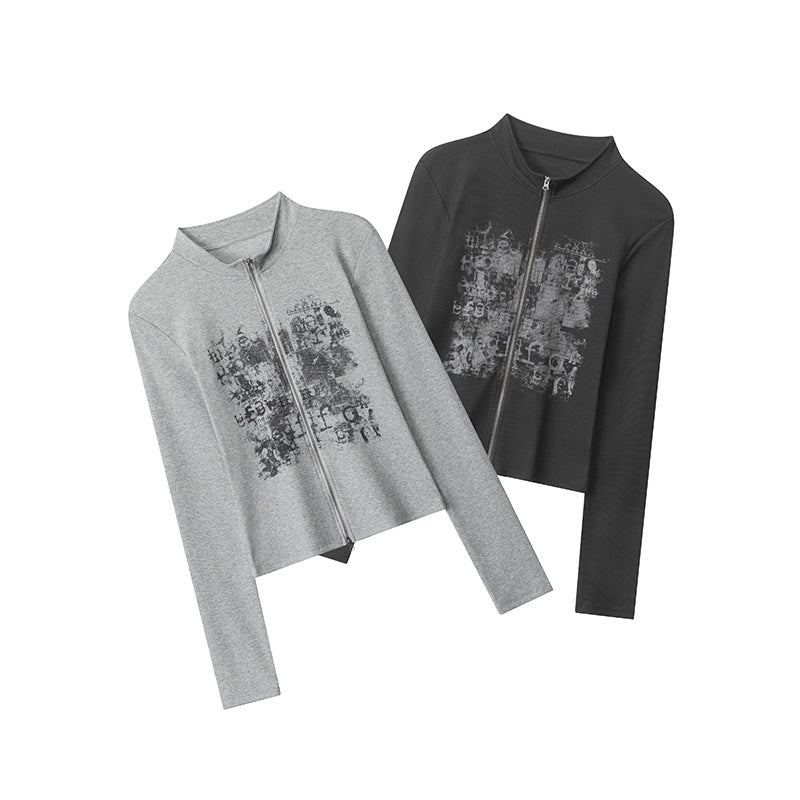 Double-zipper slim knit top | 2 color