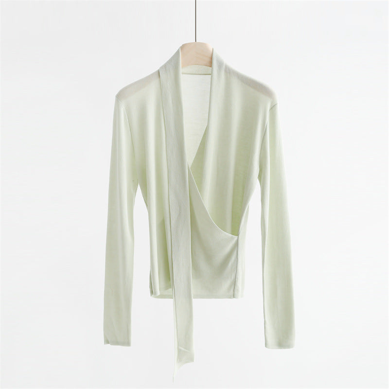 Lyocell & Mulberry Silk V-Neck Knit Top | 6 colors