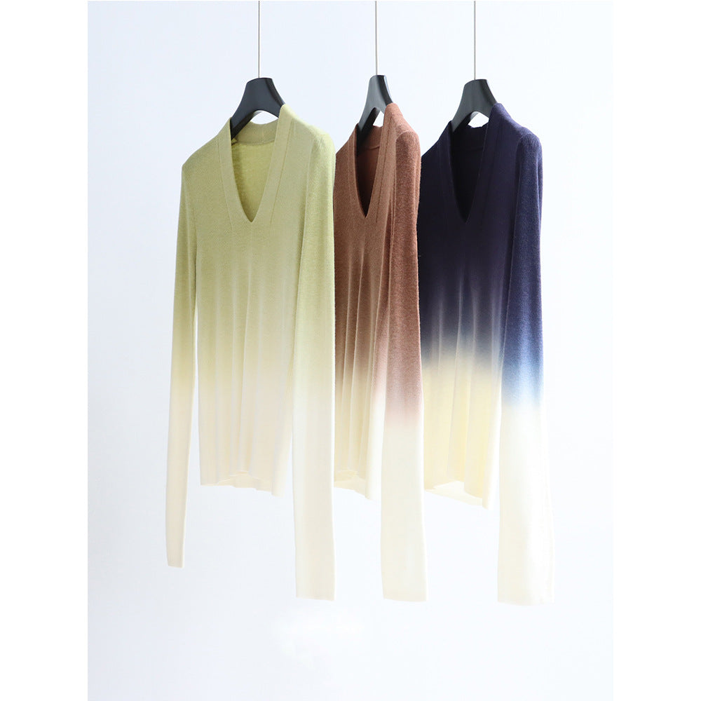 Gradient Wool-Blend V-Neck Sweater | 6 Colors