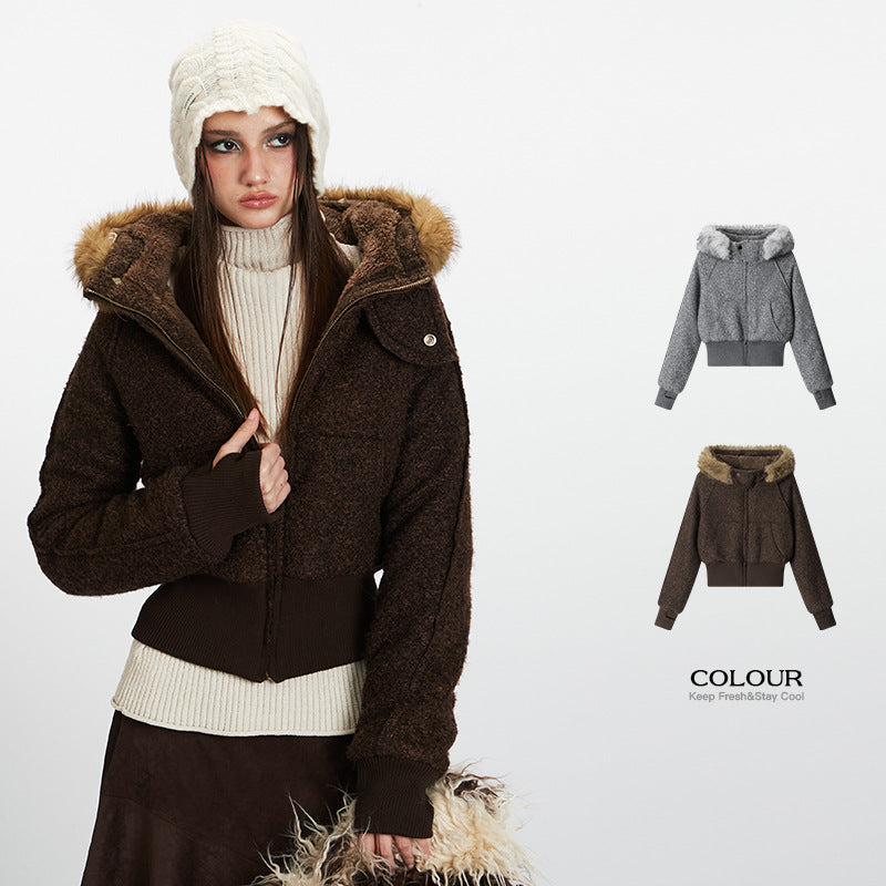Thickened fur collar jacket | 2 color