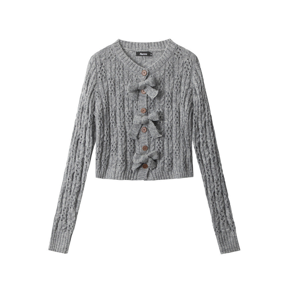 Butterfly knot short hollow knitwear | 2 color