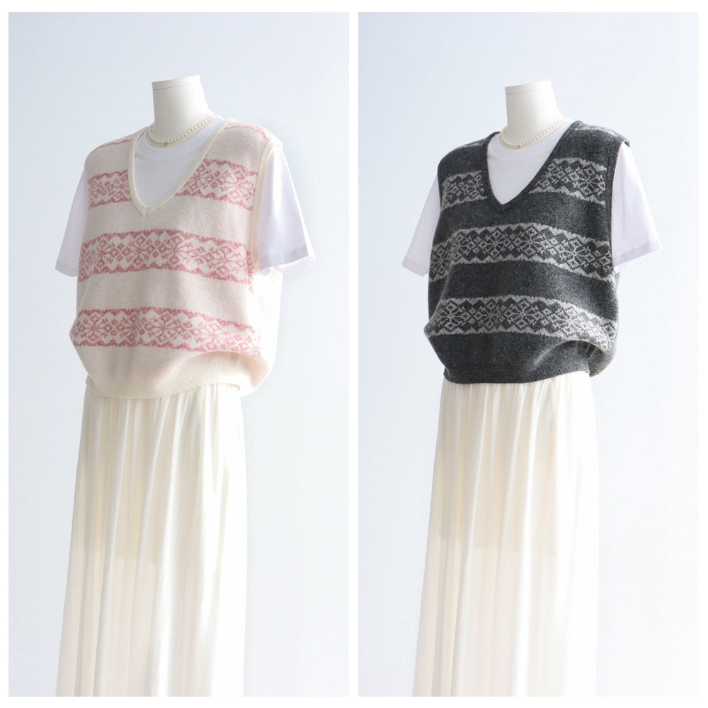 Nordic Pattern Wool-Blend Vest | 5 Colors