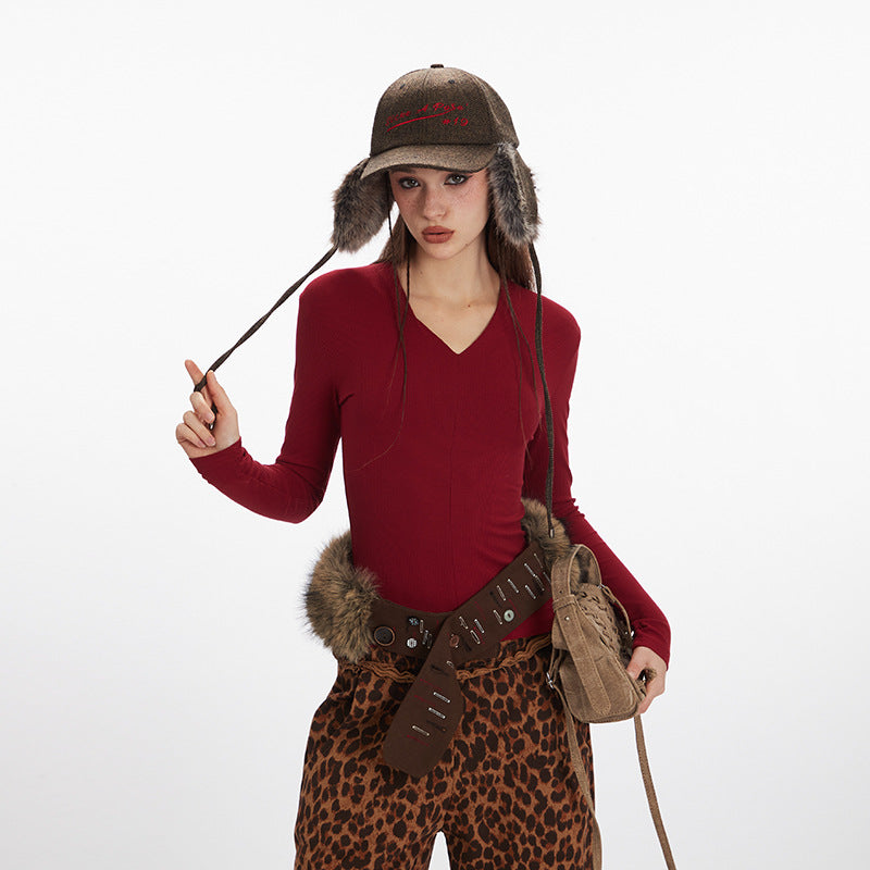 Slim V-neck base knitwear | 4 color