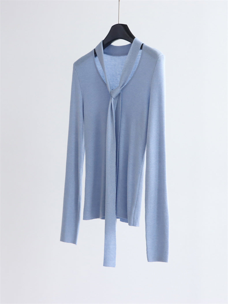 Base knitwear top with a tie | 6 color