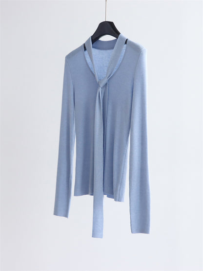 Base knitwear top with a tie | 6 color