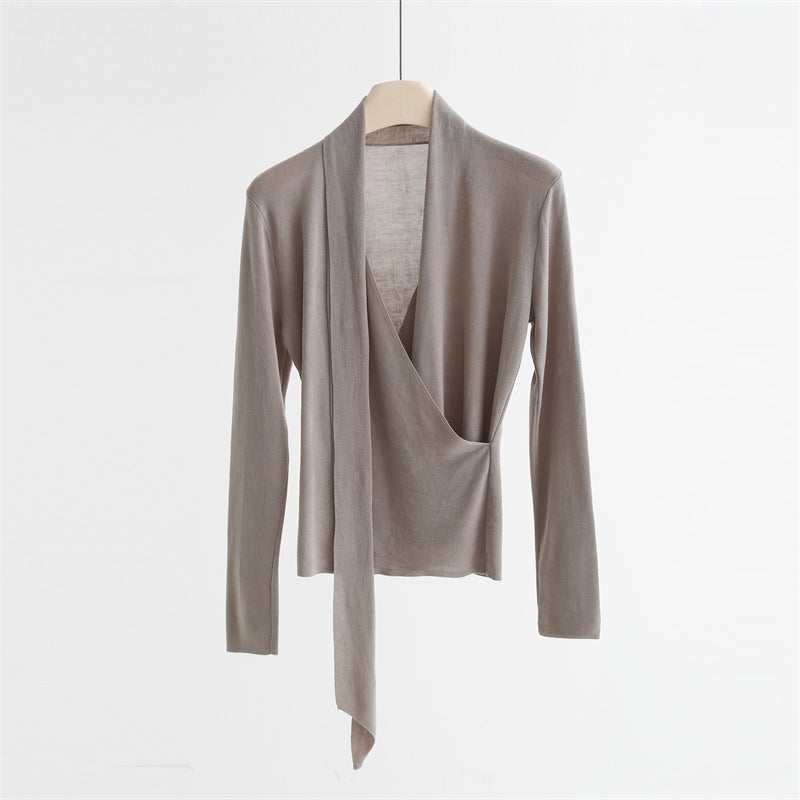 Lyocell & Mulberry Silk V-Neck Knit Top | 6 colors