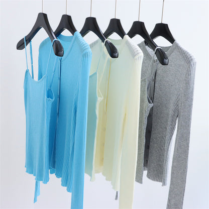 Two-Piece Knit Cardigan & Cami Set | 8 Colors