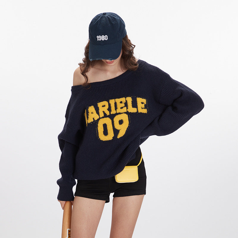 Lazy off-shoulder loose sweater | 2 color