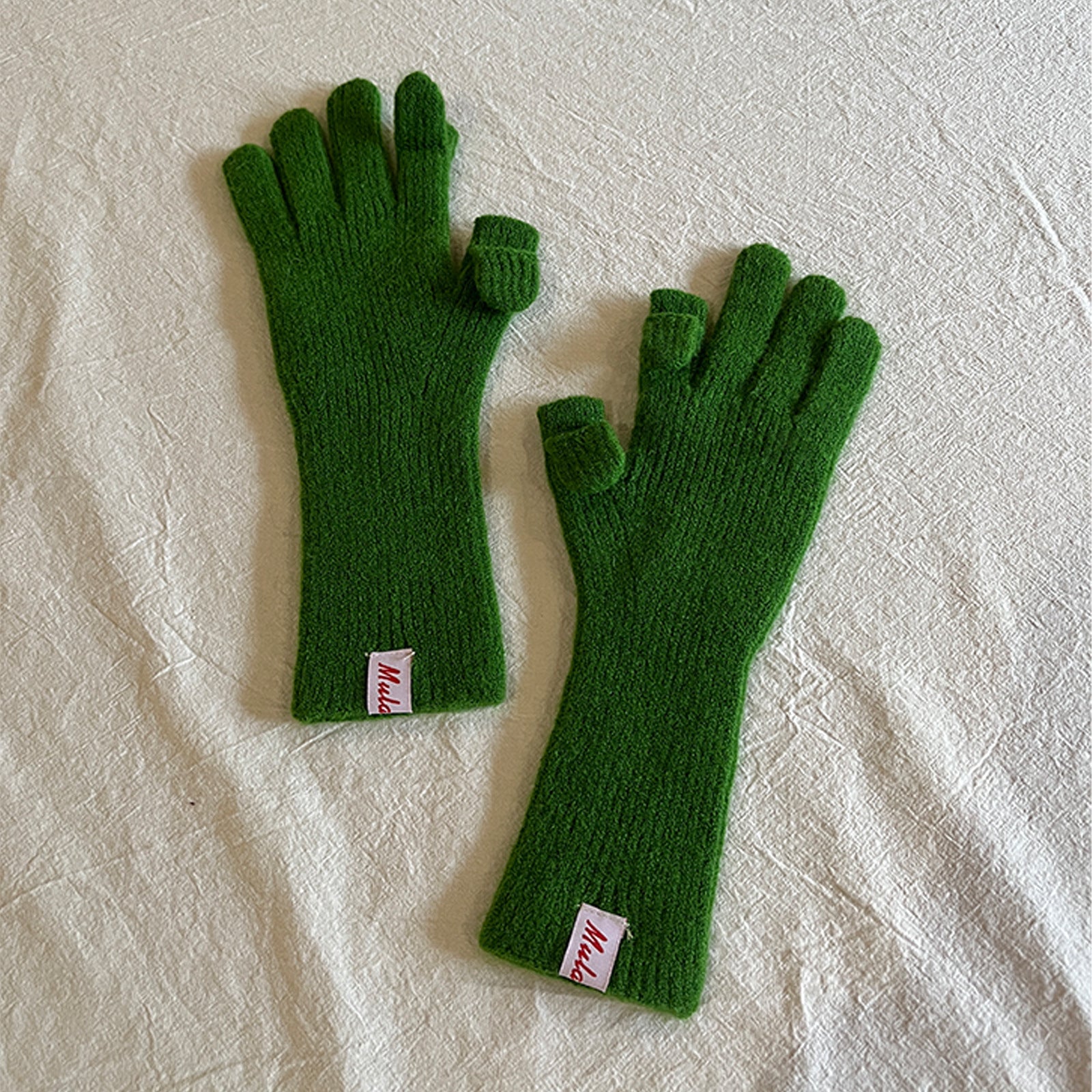 Wool-Blend Flip-Finger Knit Gloves
