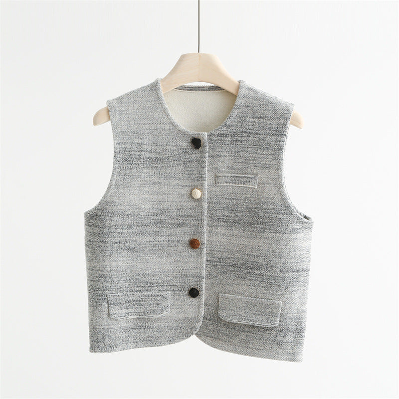 Tweed Textured Buttoned Vest