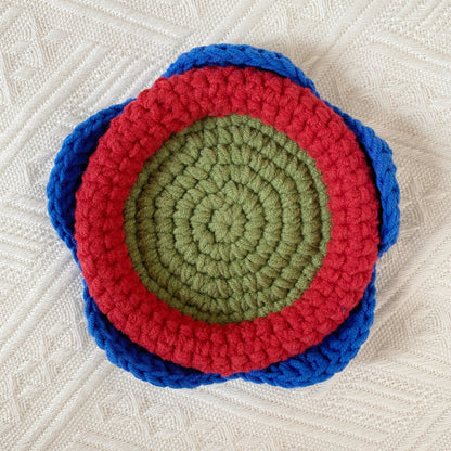 Hand-knitted Bell orchid coaster