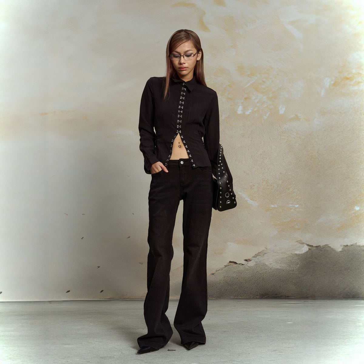 Pokiovo Tie Waist Button Front Shirt