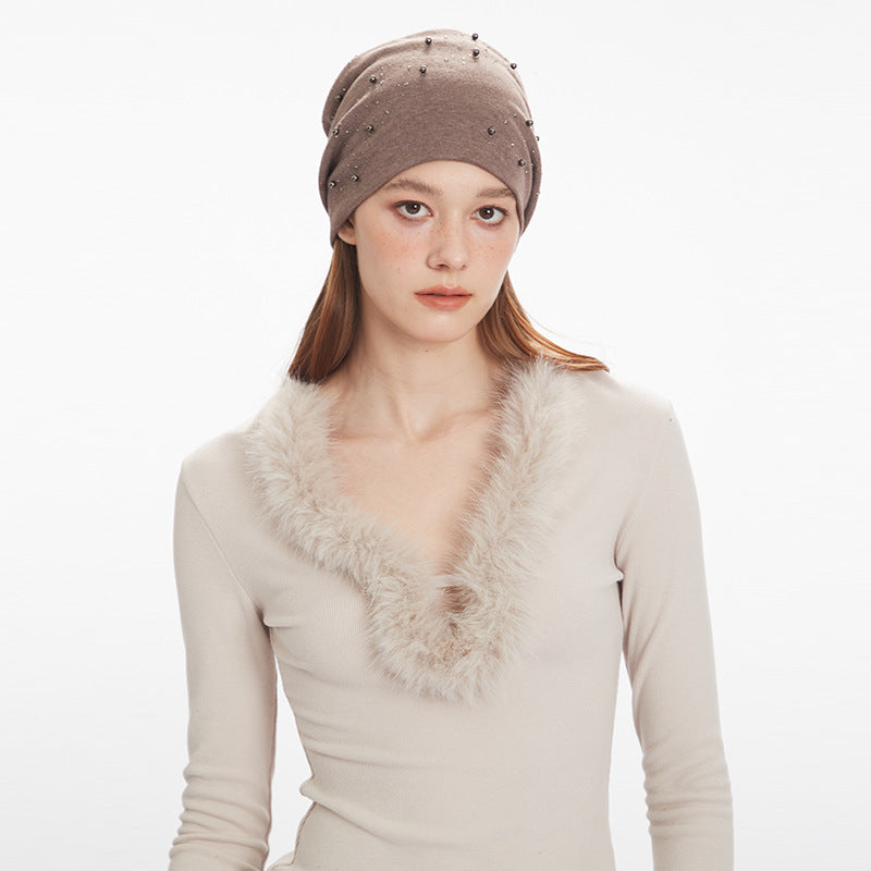 Hairy collar slim fit elastic top | 2 color