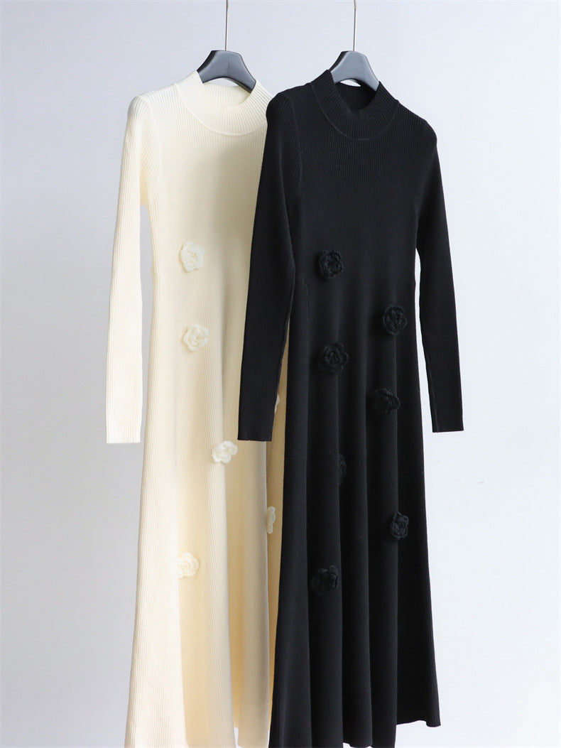 Floral Appliqué Ribbed Knit Maxi Dress | 2 Colors