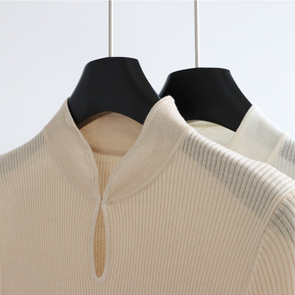 Silk-Blend Mandarin Collar Knit Top | 5 Colors