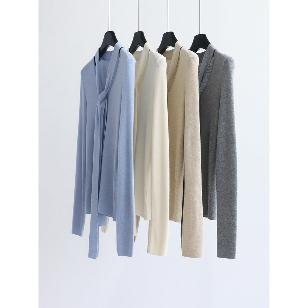 Base knitwear top with a tie | 6 color