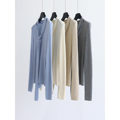 Base knitwear top with a tie | 6 color