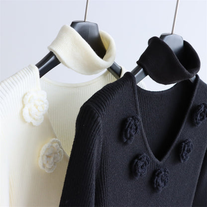 3D Floral Wool-Blend Knit Maxi Dress | 2 Colors