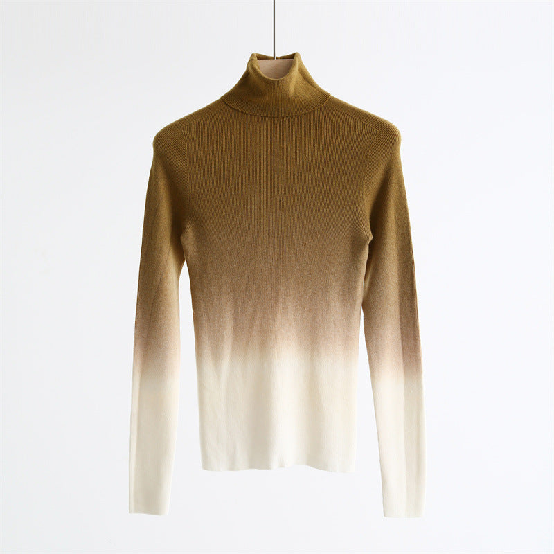 Gradient Wool-Blend High-Neck Knit Top