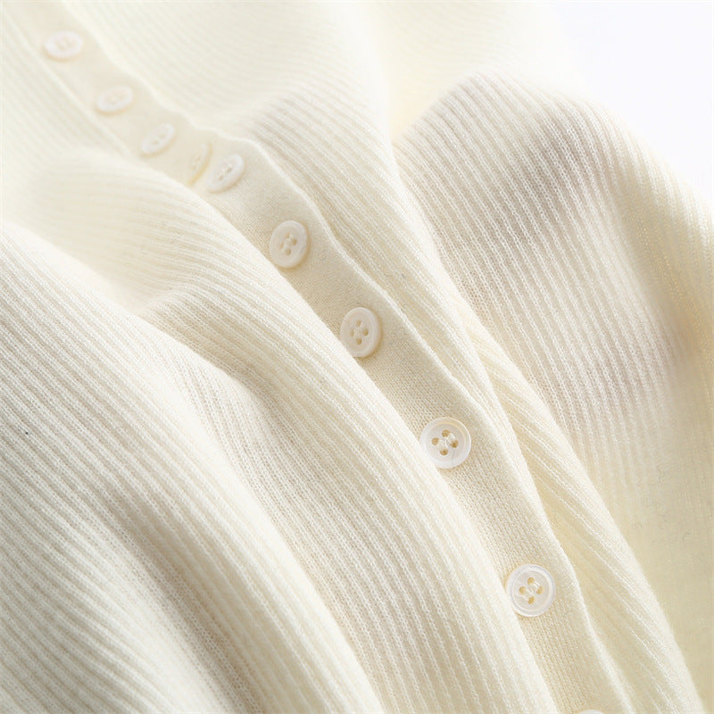 Wool-Blend Ribbed Buttoned Vest