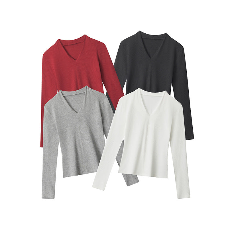 Slim V-neck base knitwear | 4 color
