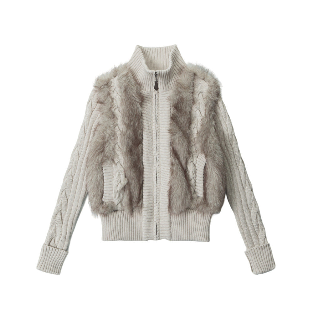 Fake fur patch sweater | 2 color