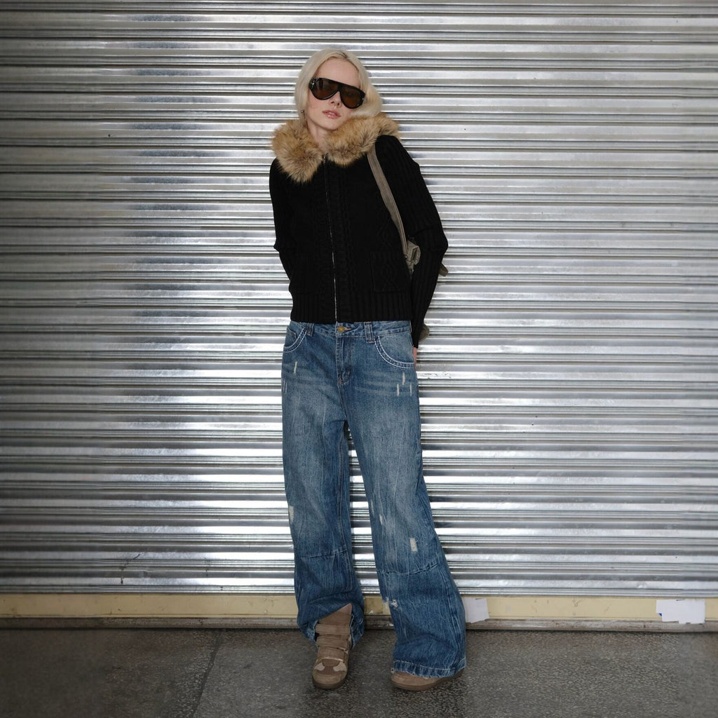 Faded Wash Wide Leg Jeans | Blue