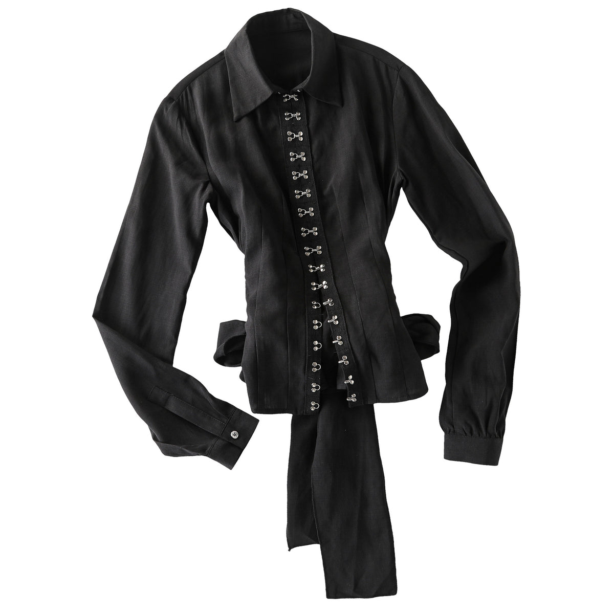 Pokiovo Tie Waist Button Front Shirt