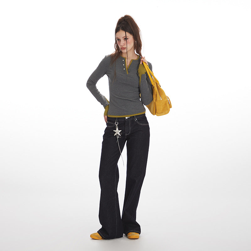 Fake-two slim T-shirt | 2 color