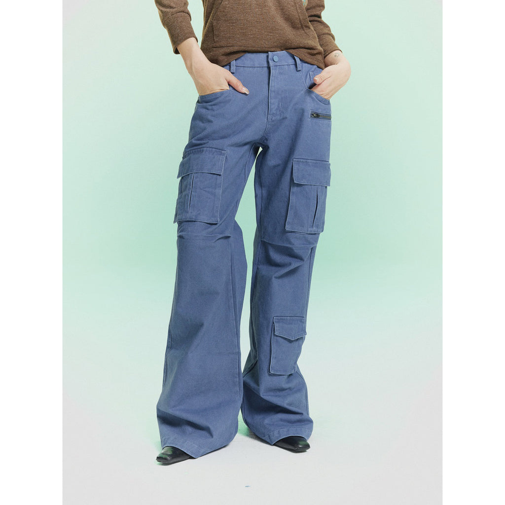 Pokiovo Multi Pocket Flared Cargo Pants