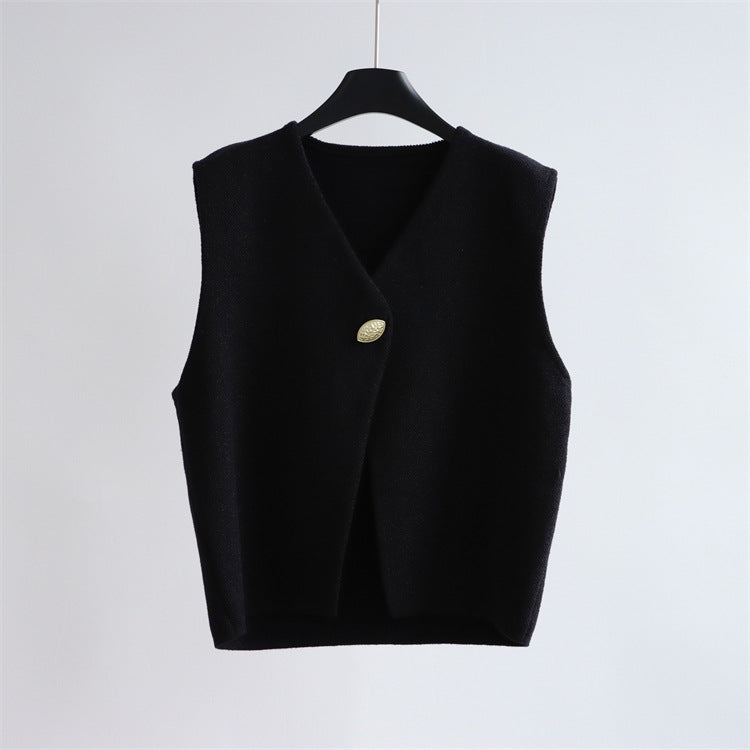 Single Gold-Button Wool-Blend Vest | 3 Colors