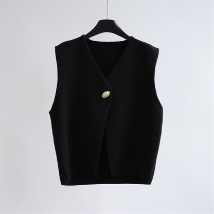 Single Gold-Button Wool-Blend Vest | 3 Colors