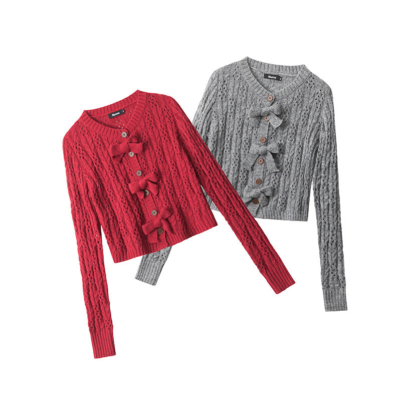 Butterfly knot short hollow knitwear | 2 color