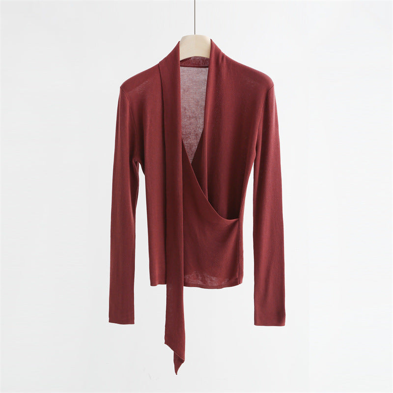 Lyocell & Mulberry Silk V-Neck Knit Top | 6 colors