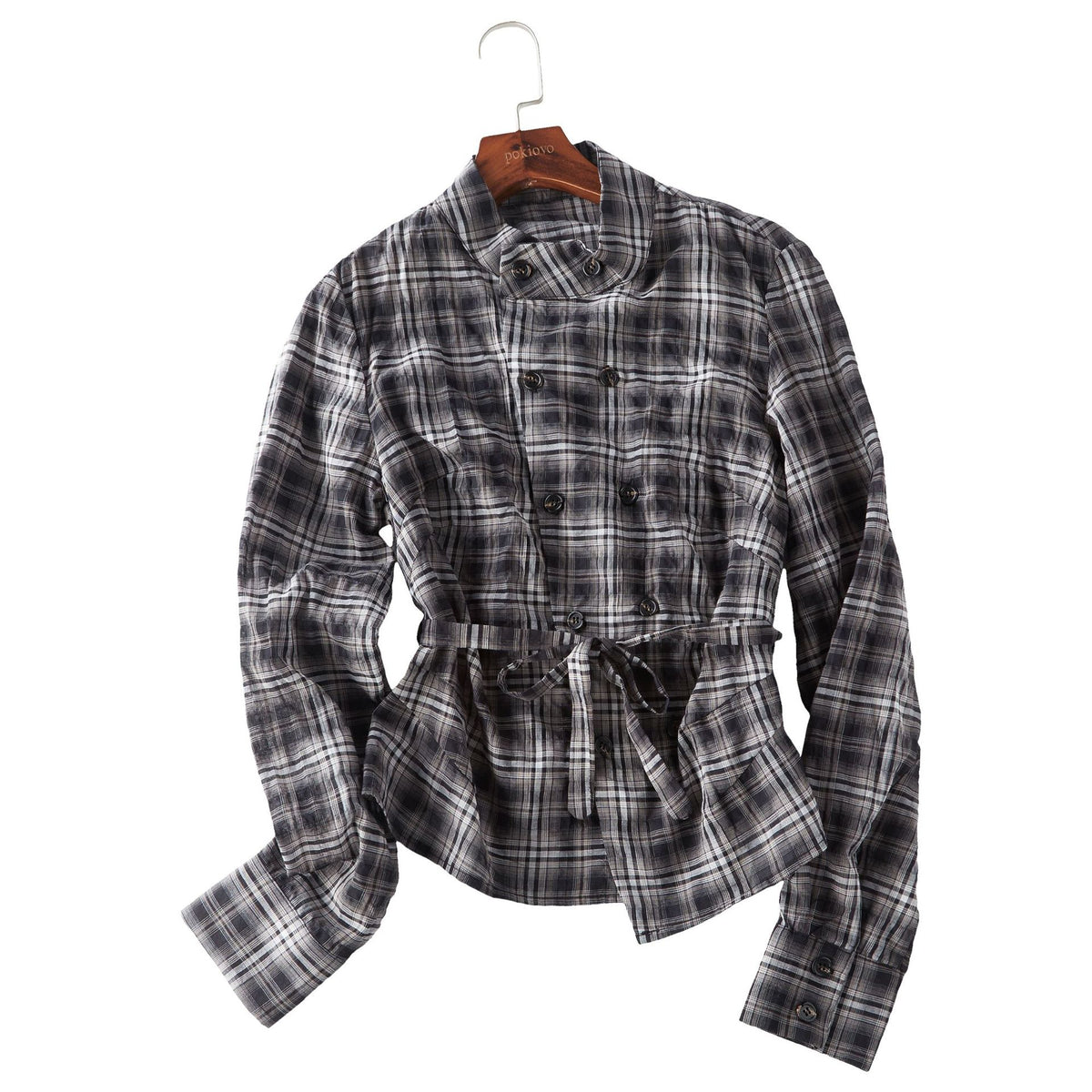 Pokiovo Tie Waist Checked Shirt