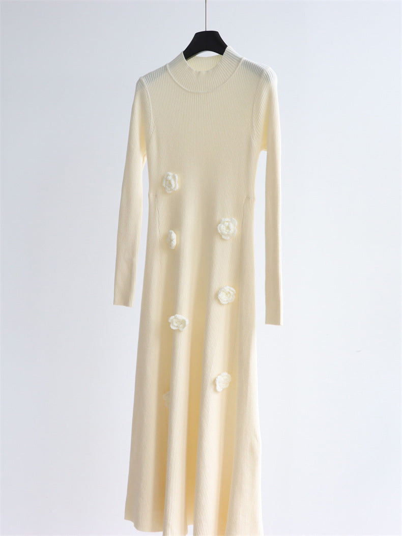 Floral Appliqué Ribbed Knit Maxi Dress | 2 Colors