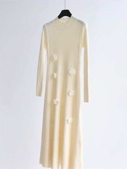 Floral Appliqué Ribbed Knit Maxi Dress | 2 Colors