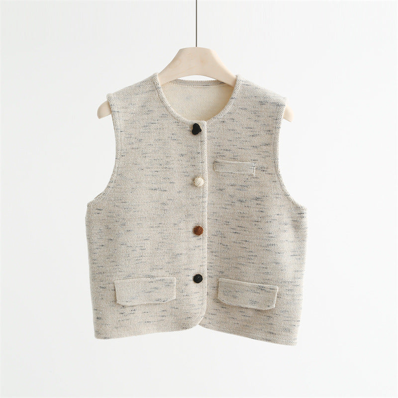 Tweed Textured Buttoned Vest