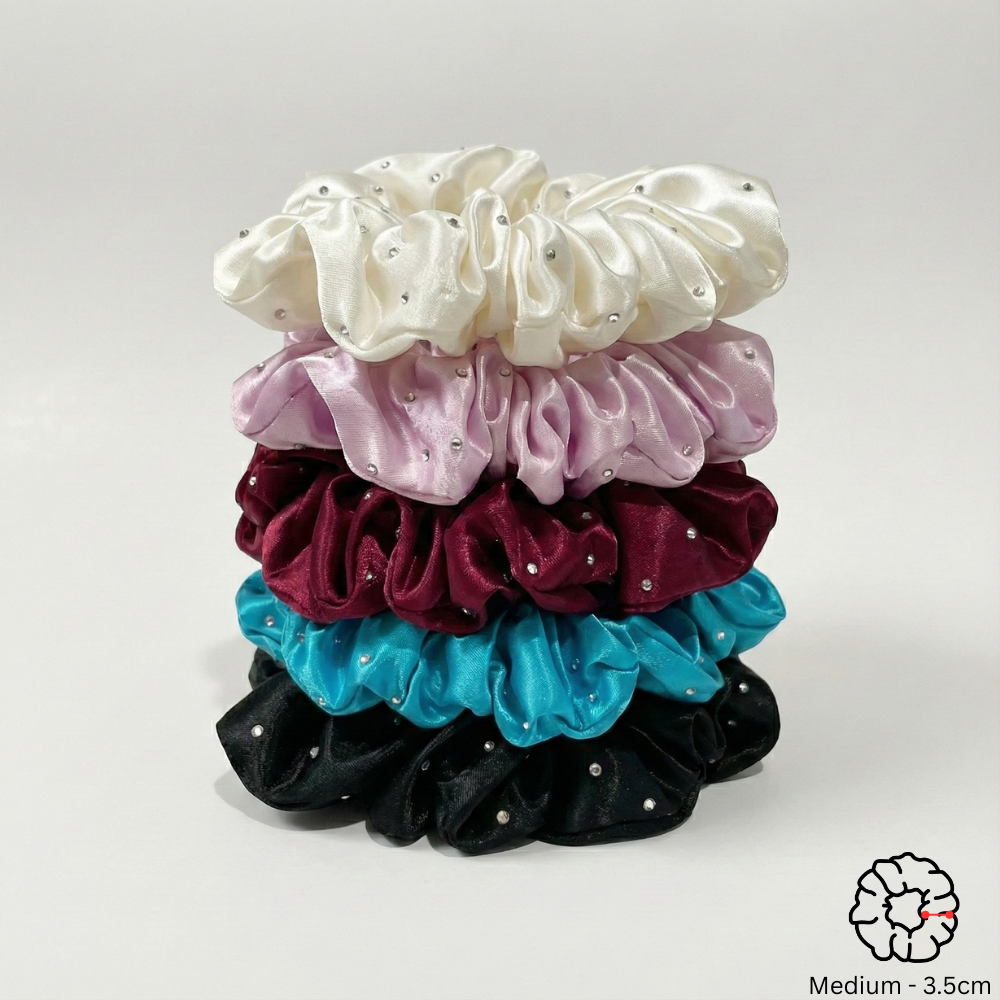 Silk Luxe Rhinestone Scrunchie | Medium