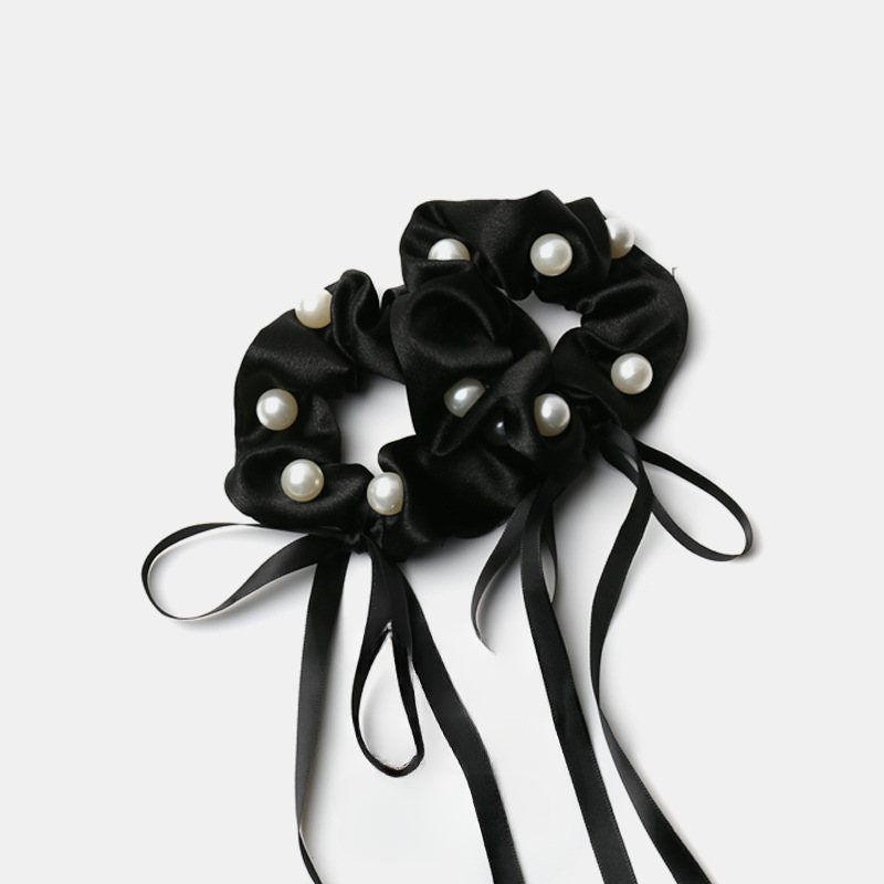 Pearl bow lace hair tie