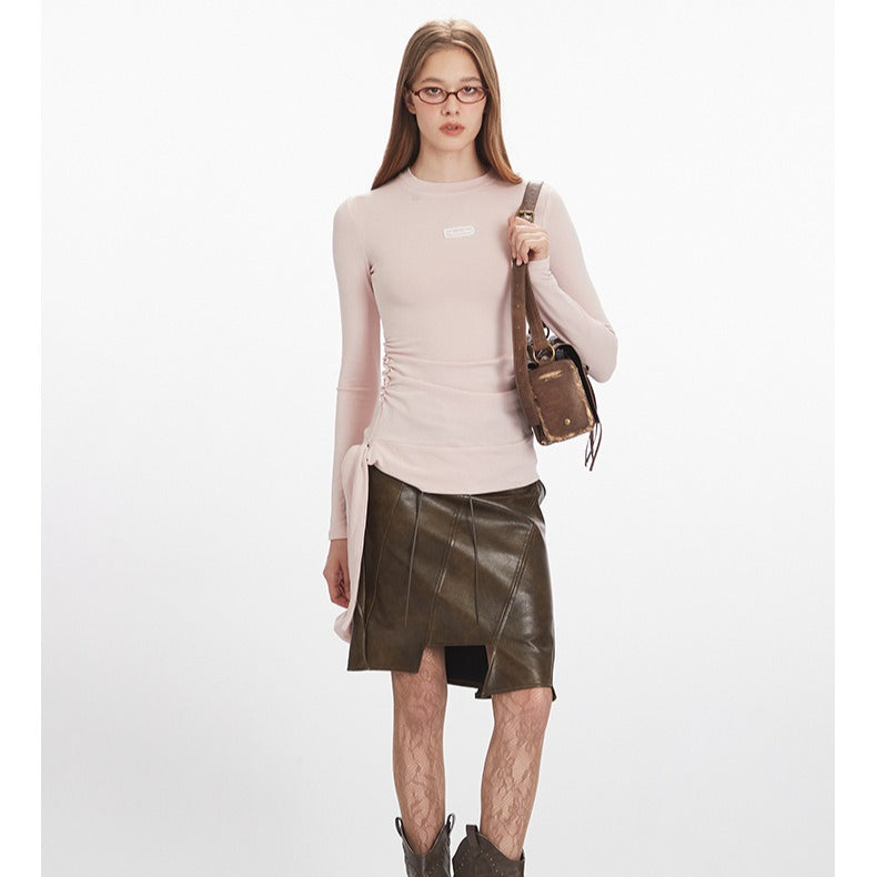 Waisted tie hem t-shirt | 2 color