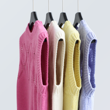 Wool Blend Hollow Knit Vest | 4 Colors