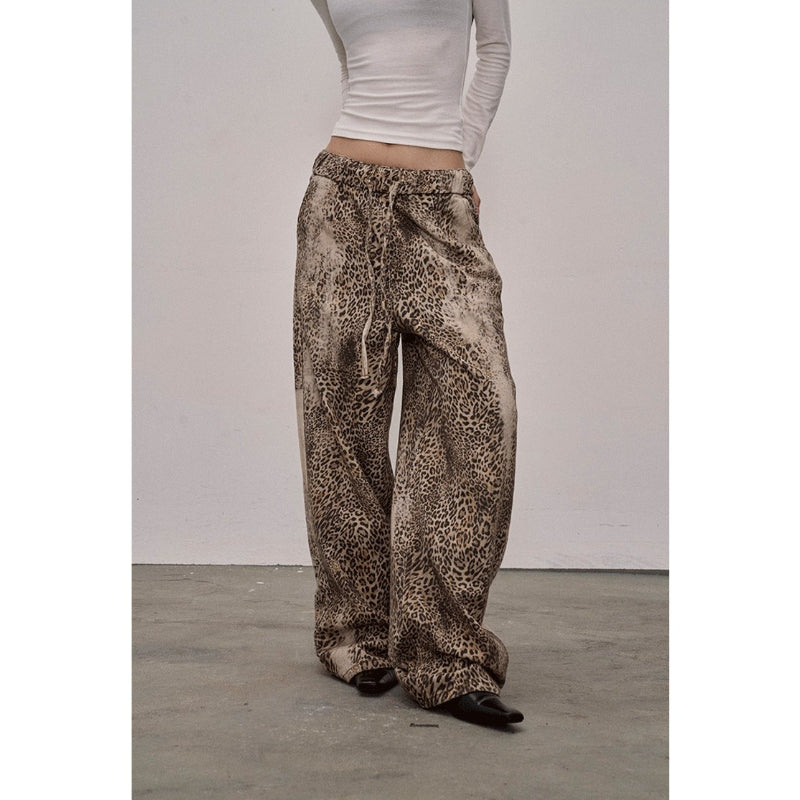 Pokiovo Leopard Print Wide Leg Trousers