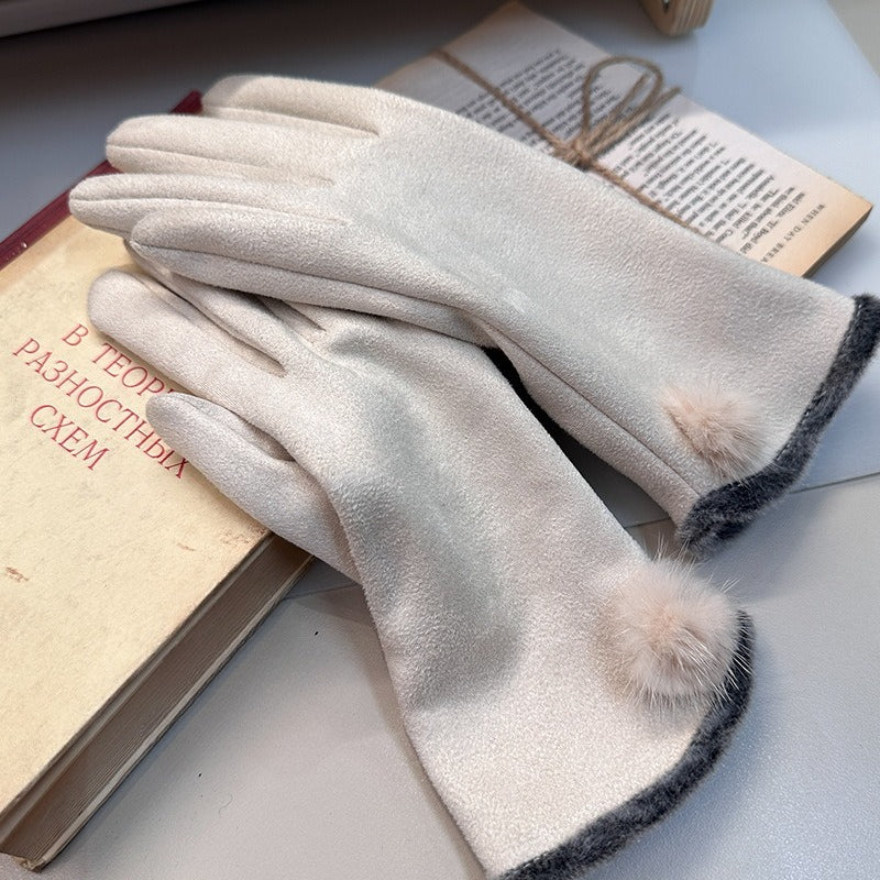 Water Mink Suede Touchscreen Gloves
