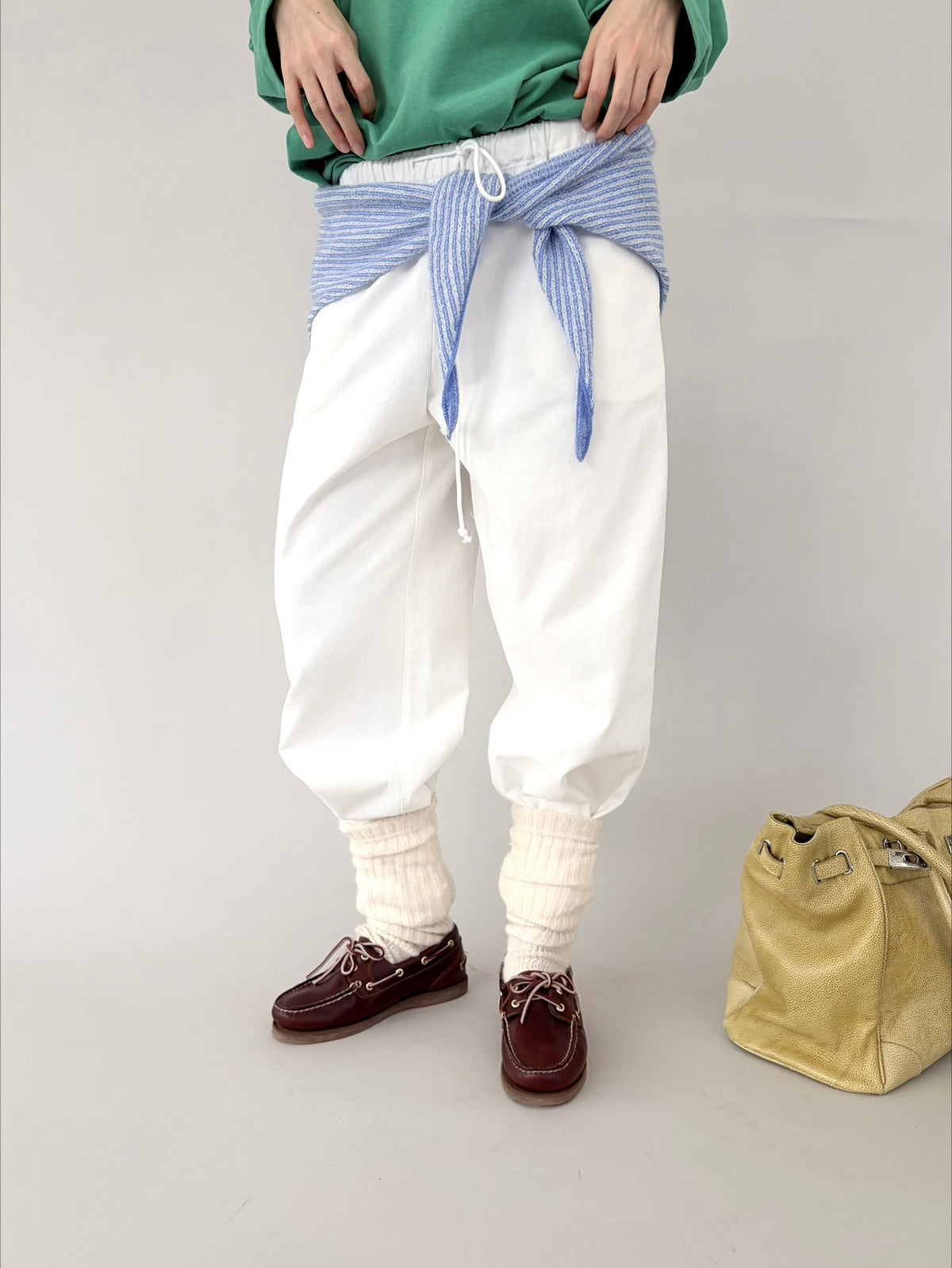 Ovina White Wide Leg Cotton Trousers