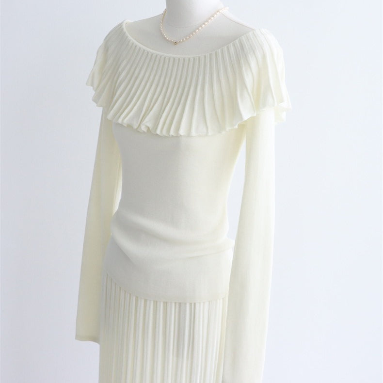 Off-Shoulder Pleated Knit Top | 5 Colors