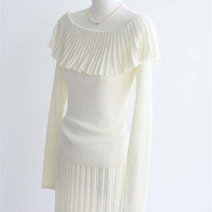 Off-Shoulder Pleated Knit Top | 5 Colors